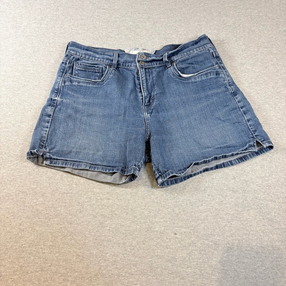 Levis Denim Shorts Womens Size 12 Blue Mid Rise Double Button Stretch R Tag